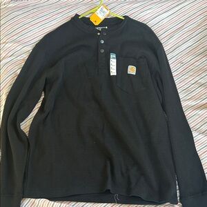 Carhartt Black Waffle Knit Henley Shirt